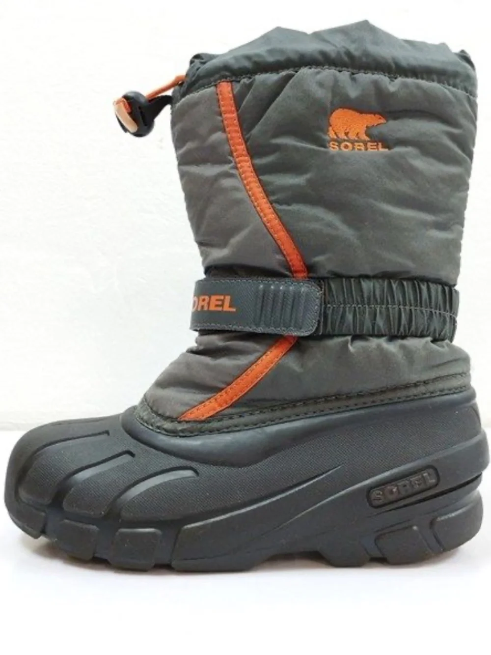 SOREL • LITTLE KIDS' GRAY + ORANGE FLURRY WATERPROOF WINTER SNOW BOOTS - 9T
